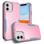 For iPhone 11 TPU + PC Shockproof Protective Case (Pink + Grey Green)