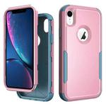 For iPhone XR TPU + PC Shockproof Protective Case(Pink + Grey Green)