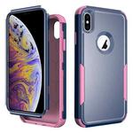For iPhone X / XS TPU + PC Shockproof Protective Case(Royal Blue + Pink)