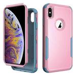For iPhone XS Max TPU + PC Shockproof Protective Case(Pink + Grey Green)
