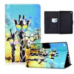For Amazon Kindle Fire HD 8 (2016) / (2017) / (2018) Electric Pressed TPU Colored Drawing Horizontal Flip Leather Case with Holder & Pen Slot(Glasses Giraffe)