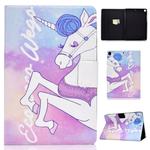 For iPad 10.2 2021 / 2020 / 2019 Colored Drawing Horizontal Flip Leather Case with Holder & Card Slots & Sleep / Wake-up Function(Pink Horse)