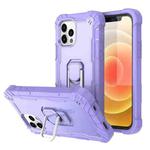 For iPhone 12 / 12 Pro PC + Rubber 3-layers Shockproof Protective Case with Rotating Holder(Purple)