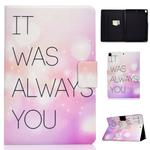 For iPad 10.2 2021 / 2020 / 2019 Colored Drawing Horizontal Flip Leather Case with Holder & Card Slots & Sleep / Wake-up Function(Pink English Letter)