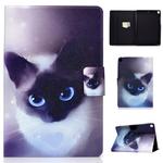 For iPad 10.2 2021 / 2020 / 2019 Colored Drawing Horizontal Flip Leather Case with Holder & Card Slots & Sleep / Wake-up Function(Blue Eyed Cat)