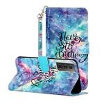 For Samsung Galaxy S21 5G 3D Pattern Horizontal Flip Leather Case with Holder & Card Slots & Wallet & Lanyard(Blue Starry Sky)
