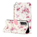 For Samsung Galaxy S21 5G 3D Pattern Horizontal Flip Leather Case with Holder & Card Slots & Wallet & Lanyard(Rose Flower)