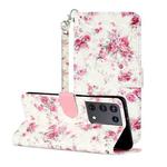 For Samsung Galaxy S21 Ultra 5G 3D Pattern Horizontal Flip Leather Case with Holder & Card Slots & Wallet & Lanyard(Rose Flower)