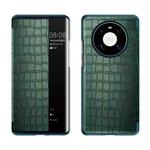 For Huawei Mate 40 Pro Crocodile Texture Display Window Horizontal Flip Leather Case(Green)