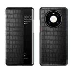 For Huawei Mate 40 Crocodile Texture Display Window Horizontal Flip Leather Case(Black)