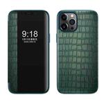 For iPhone 12 mini Crocodile Texture Display Window Horizontal Flip Leather Case (Green)
