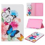 For Galaxy Tab A 8.0 (2019) T290 Colored Drawing Pattern Horizontal Flip Leather Case with Holder & Card Slots & Wallet(Two Butterflies)