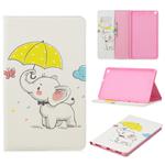 For Galaxy Tab A 8.0 (2019) T290 Colored Drawing Pattern Horizontal Flip Leather Case with Holder & Card Slots & Wallet(Elephant under the Umbrella)