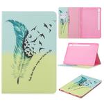 For Galaxy Tab S6 T860 / T865 Colored Drawing Pattern Horizontal Flip Leather Case with Holder & Card Slots & Wallet(Feather Bird)