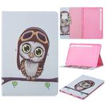 For Galaxy Tab S6 T860 / T865 Colored Drawing Pattern Horizontal Flip Leather Case with Holder & Card Slots & Wallet(Owl)