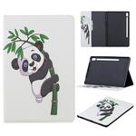 For Galaxy Tab S6 T860 / T865 Colored Drawing Pattern Horizontal Flip Leather Case with Holder & Card Slots & Wallet(Panda and Bamboo)