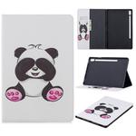 For Galaxy Tab S6 T860 / T865 Colored Drawing Pattern Horizontal Flip Leather Case with Holder & Card Slots & Wallet(Panda)