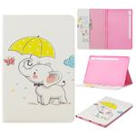 For Galaxy Tab S6 T860 / T865 Colored Drawing Pattern Horizontal Flip Leather Case with Holder & Card Slots & Wallet(Elephant under the Umbrella)