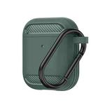 Wireless Earphones Shockproof Carbon Fiber Armor TPU Protective Case For AirPods 1/2(Green)