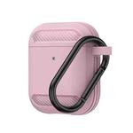 Wireless Earphones Shockproof Carbon Fiber Armor TPU Protective Case For AirPods 1/2(Pink)