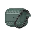 Wireless Earphones Shockproof Carbon Fiber Armor TPU Protective Case For AirPods Pro(Green)