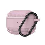 Wireless Earphones Shockproof Carbon Fiber Armor TPU Protective Case For AirPods Pro(Pink)