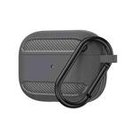 Wireless Earphones Shockproof Carbon Fiber Armor TPU Protective Case For AirPods Pro(Grey)