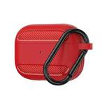 Wireless Earphones Shockproof Carbon Fiber Armor TPU Protective Case For AirPods Pro(Red)