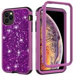 For iPhone 11 Pro 3 in 1 Glitter Solid Color TPU + PC Shockproof Case(Dark Purple)
