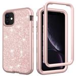 For iPhone 11 3 in 1 Glitter Solid Color TPU + PC Shockproof Case(Rose Gold)
