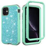 For iPhone 11 3 in 1 Glitter Solid Color TPU + PC Shockproof Case(Green)