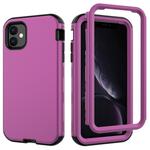 For iPhone 11 3 in 1 Leather Oil TPU + PC Shockproof Case(Dark Purple)