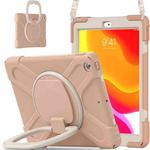 For Apple iPad 10.2 2021 / 2020 / 2019 Contrast Color Silicone + PC Protective Case with Holder & Shoulder Strap(Rose Gold)