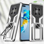 For Huawei Mate 40 Pro Armor 2 in 1 PC + TPU Magnetic Shockproof Case with Foldable Holder(Silver)