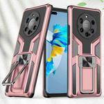 For Huawei Mate 40 Pro+ Armor 2 in 1 PC + TPU Magnetic Shockproof Case with Foldable Holder(Rose Gold)