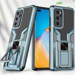 For Huawei P40 Armor 2 in 1 PC + TPU Magnetic Shockproof Case with Foldable Holder(Cyan)