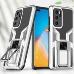 For Huawei P40 Armor 2 in 1 PC + TPU Magnetic Shockproof Case with Foldable Holder(Silver)