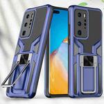 For Huawei P40 Pro Armor 2 in 1 PC + TPU Magnetic Shockproof Case with Foldable Holder(Blue)