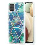 For Samsung Galaxy A12 3D Electroplating Marble Pattern TPU Protective Case(Blue Green)