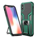 For iPhone XS Max Armor 2 in 1 PC + TPU Magnetic Shockproof Case with Foldable Holder(Green)