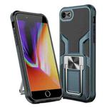 Armor 2 in 1 PC + TPU Magnetic Shockproof Case with Foldable Holder For iPhone 7 / 8(Cyan)