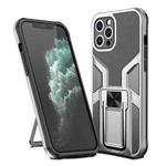 For iPhone 11 Pro Max Armor 2 in 1 PC + TPU Magnetic Shockproof Case with Foldable Holder (Silver)