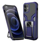 For iPhone 12 mini Armor 2 in 1 PC + TPU Magnetic Shockproof Case with Foldable Holder (Blue)