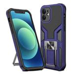 For iPhone 12 Armor 2 in 1 PC + TPU Magnetic Shockproof Case with Foldable Holder(Blue)