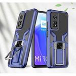 For Xiaomi Mi 10T Pro 5G Armor 2 in 1 PC + TPU Magnetic Shockproof Case with Foldable Holder(Blue)