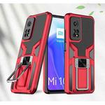 For Xiaomi Mi 10T Pro 5G Armor 2 in 1 PC + TPU Magnetic Shockproof Case with Foldable Holder(Red)