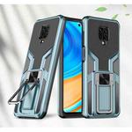For Xiaomi Redmi Note 9 Pro Armor 2 in 1 PC + TPU Magnetic Shockproof Case with Foldable Holder(Cyan)