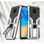 For Xiaomi Redmi Note 9 Pro Armor 2 in 1 PC + TPU Magnetic Shockproof Case with Foldable Holder(Silver)