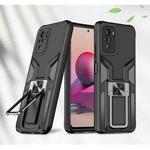 For Xiaomi Redmi Note 10 Armor 2 in 1 PC + TPU Magnetic Shockproof Case with Foldable Holder(Black)
