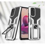 For Xiaomi Redmi Note 10 Armor 2 in 1 PC + TPU Magnetic Shockproof Case with Foldable Holder(Silver)